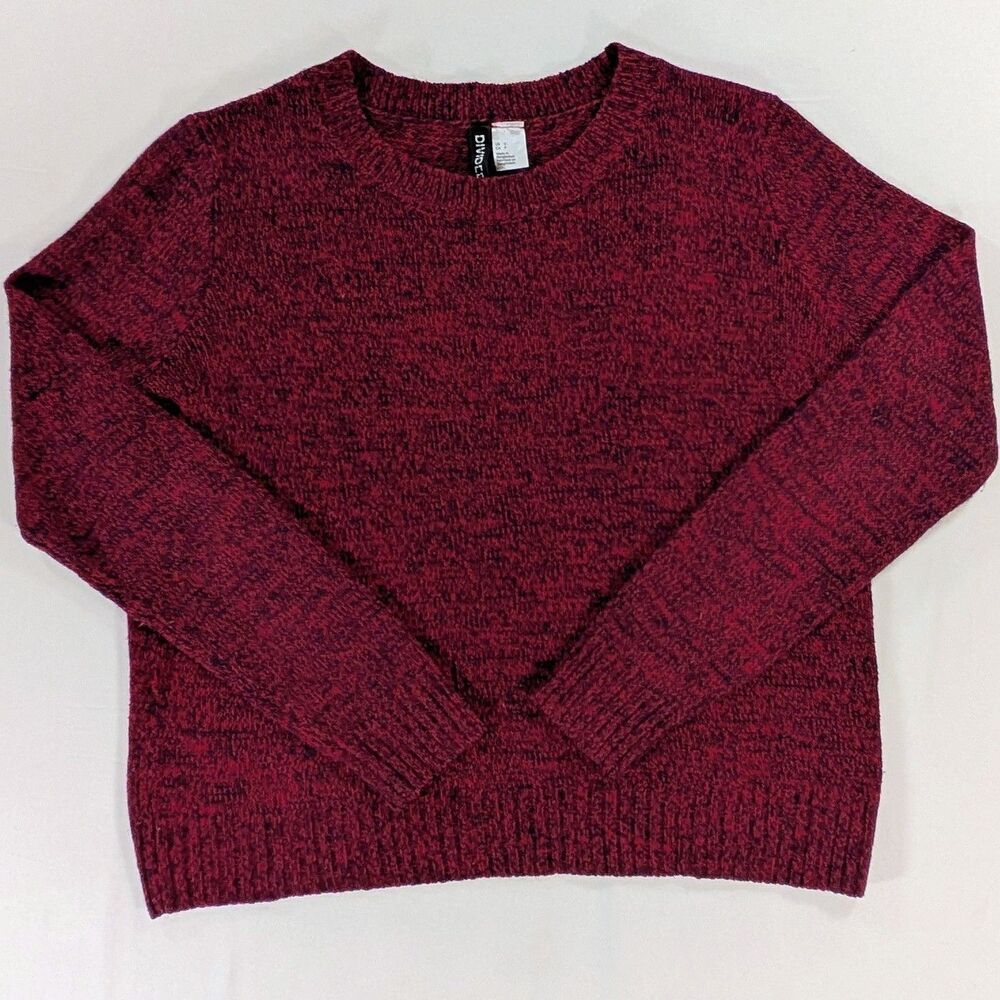 Divided H&M Pullover Sweater Womens Small Marled Red Crew Neck Knit Whimsigoth